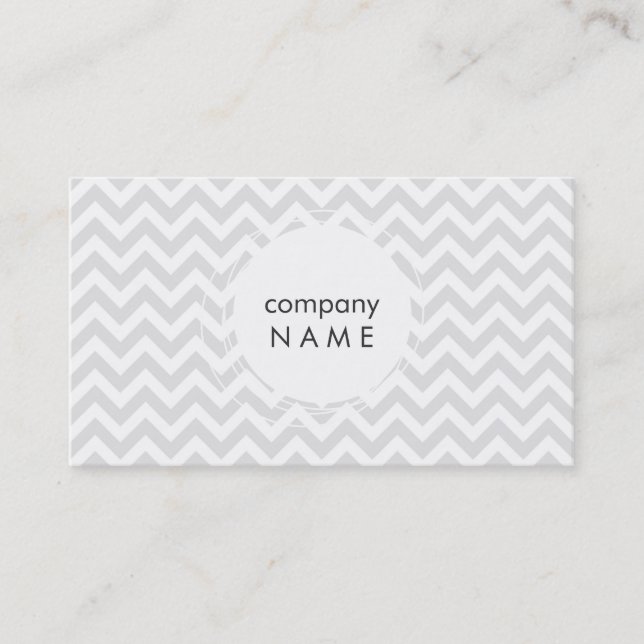 white frame on grey chevron business card (Front)