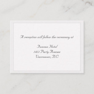 White Framed Wedding RSVP Reception Card