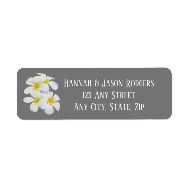 White Frangipani Flowers, on Medium Grey, Wedding (Front)