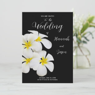 White Frangipani Flowers, Tropical, Floral Wedding Invitation