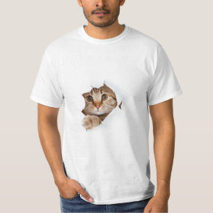 White Free Cute Funny Cat T-shirt