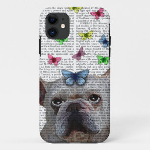 White French Bulldog and Butterflies iPhone 11 Case