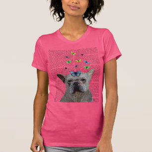 White French Bulldog and Butterflies T-Shirt