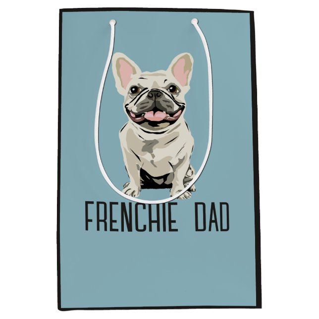 White French Bulldog, Frenchie Dad Medium Gift Bag (Front)