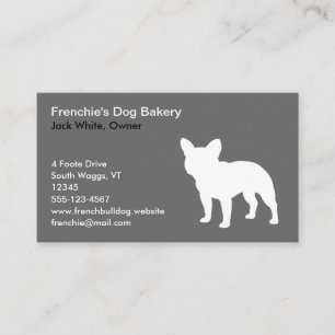 White French Bulldog Silhouette Frenchy Dog Grey Business Card