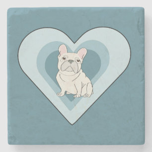 White French Bulldog Stone Coaster