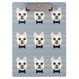 White French Bulldog, Stripes Clipboard