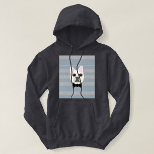 White French Bulldog, Stripes Hoodie