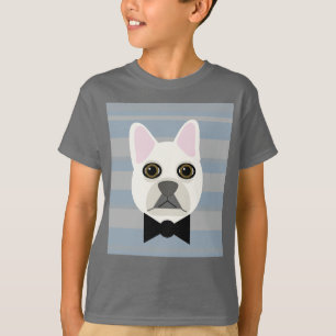 White French Bulldog, Stripes T-Shirt