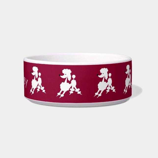 White French Poodles Customisable Name Bowl (Right)