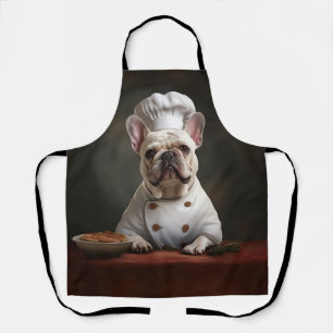 White Frenchie Chef French Bulldog Cooking Apron