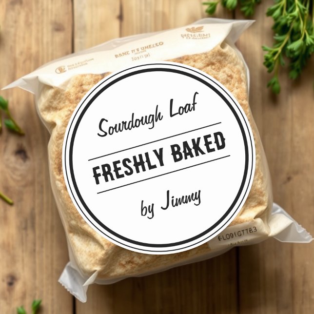 White | Freshly Baked By Classic Round Sticker (Creator Uploaded)