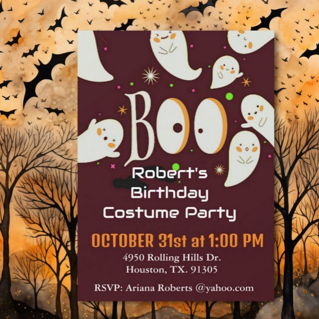 White Friendly Ghosts Birthday Halloween Party  Invitation (Creator Uploaded)