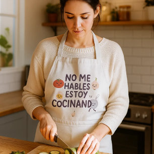 White front ‘Don't Talk to Me, I'm Cooking’ Long Apron