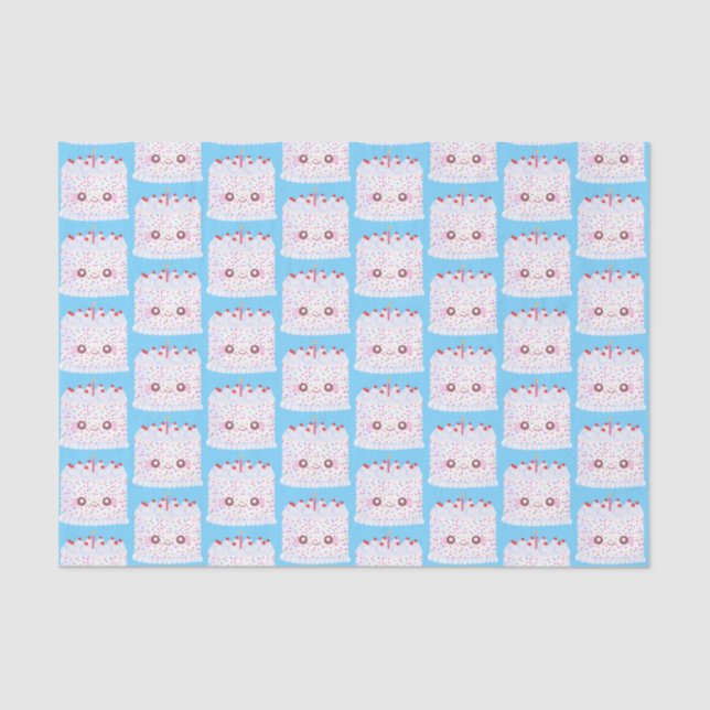 White Frosting Sprinkle Birthday Cake Tissue Paper (Front)