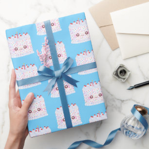 White Frosting Sprinkle Birthday Cake Wrapping Paper