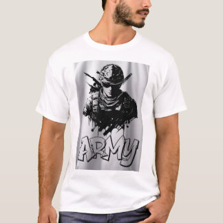 White full Sleeve T-shirt with Army logo Design