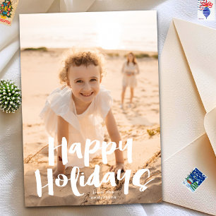 White Fun "Happy Holidays" Christmas Photo Holiday Card