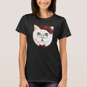 White Funky Kitty Face T-Shirt