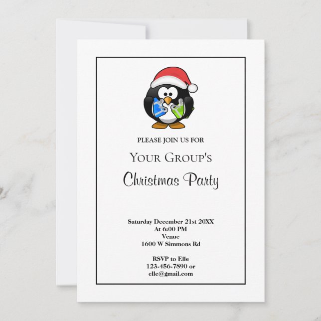 White Funny Christmas Party Invitation (Front)