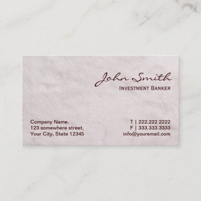 White Fur Investment Banker Business Card (Front)