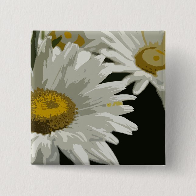 White  Garden Daisy 15 Cm Square Badge (Front)