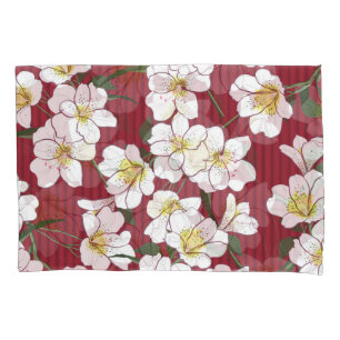 White Garden Flowers: Vintage Stripe Pillowcase