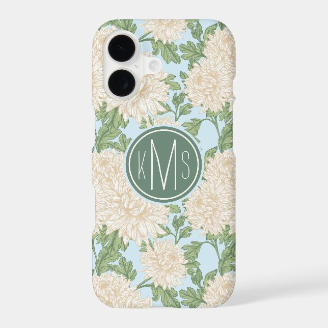 White Garden Mum Flower Pattern iPhone Case (Back)