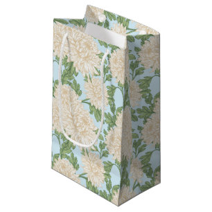 White Garden Mum Flower Pattern Small Gift Bag