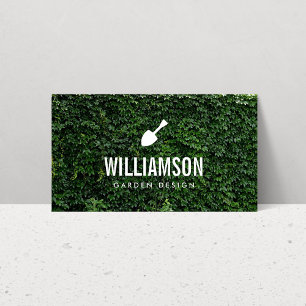 White Garden Shovel Green Leaves Gardening Business Card