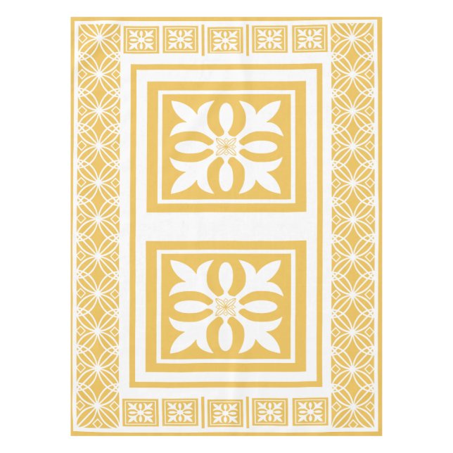 White Garden Trellis Pattern Tablecloth (Front)