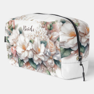 White Gardenia and Pearls Floral Toiletry Bag