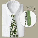 White Gardenia Floral Personalised Tie<br><div class="desc">White Gardenia Floral Personalised necktie. Personalised on back with wedding date and bride and groom's names.</div>