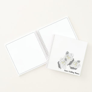 White Gardenia Flowers on White Notebook