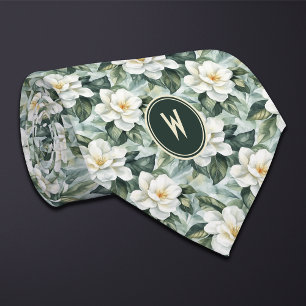 White Gardenias Floral Tie