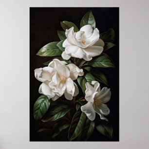 White Gardenias Flower Art Print Poster