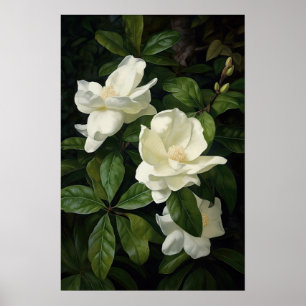 White Gardenias Flower Art Print Poster