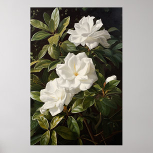 White Gardenias Flower Art Print Poster