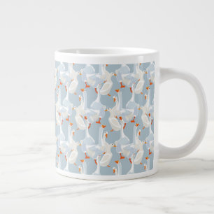 White Geese Pattern Large Coffee Mug