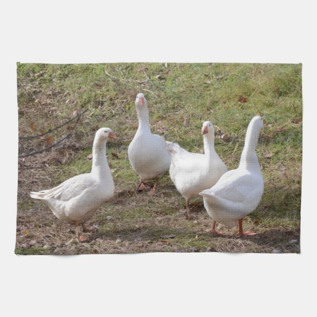White Geese Tea Towel (Horizontal)