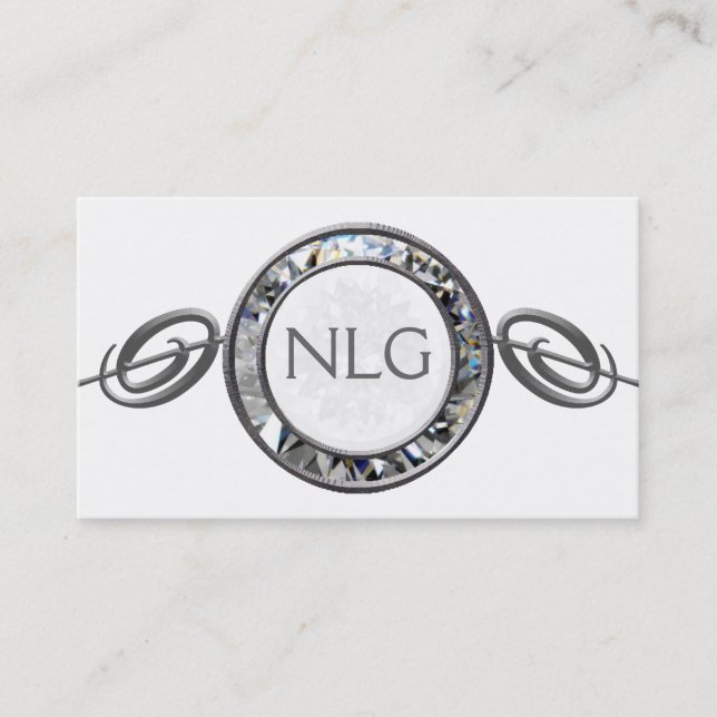White Gem Scroll Business Card (Front)