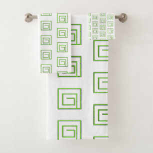 White Geo Bath Towel Set