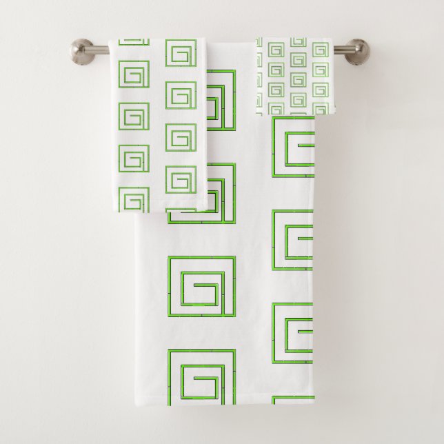 White Geo  Bath Towel Set (Insitu)