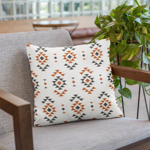 White Geometric Ethnic Pattern Native Indian Style Cushion