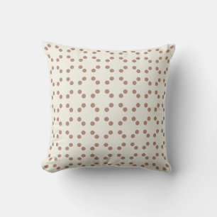 White geometric print with brown polka dots  cushion
