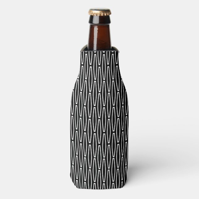 White Geometric Repeat  Bottle Cooler (Bottle Front)