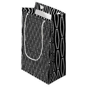 White Geometric Repeat  Small Gift Bag