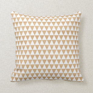 White Geometric Triangle on Wood Texture Pillow