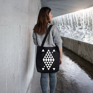 White Geometric Triangles Tote Bag