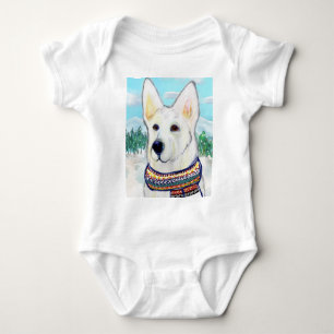White German Shepherd Baby Bodysuit